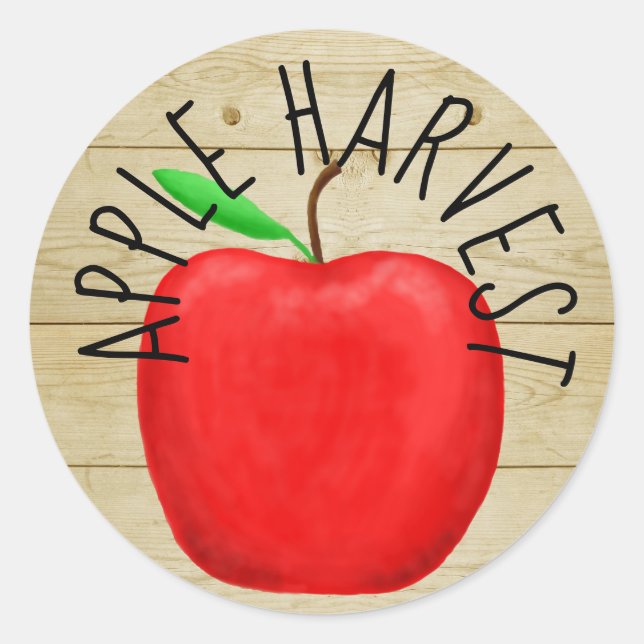 Red Apple Harvest Wooden Sign Sticker (Front)