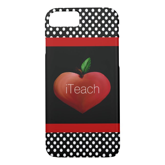 Red Apple Heart Teacher's iPhone 7 case (Back)