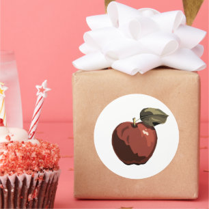 Red  apple illustration classic round sticker