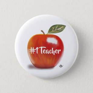 Red Apple Illustration No 1 Teacher 6 Cm Round Badge