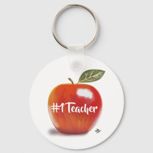 Red Apple Illustration No 1 Teacher Key Ring