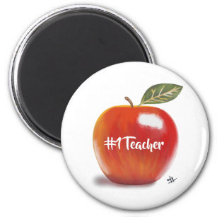 Red Apple Illustration No 1 Teacher  Magnet