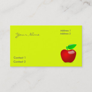 red apple in fluorescent yellow business card