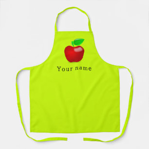  Red  apple  in Neon  yellow -add name Apron
