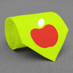 red apple  in neon yellow tie