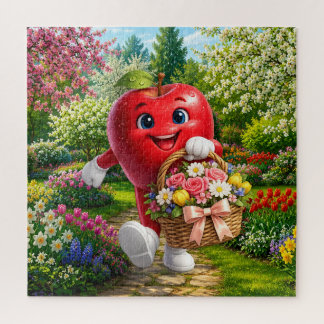 Red Apple in the Flower Garden Jigsaw Puzzle