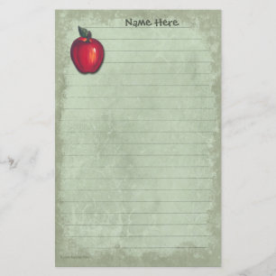 Red Apple Light Green Stationery