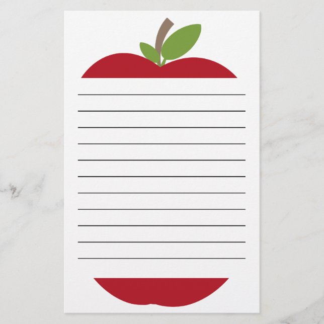 Red Apple Lined Stationery (Front)