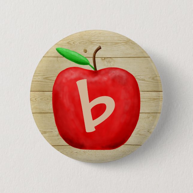 Red Apple Monogram 6 Cm Round Badge (Front)