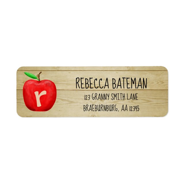 Red Apple Monogram Address Return Address Label (Front)