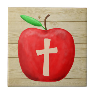 Red Apple Monogram Ceramic Tile