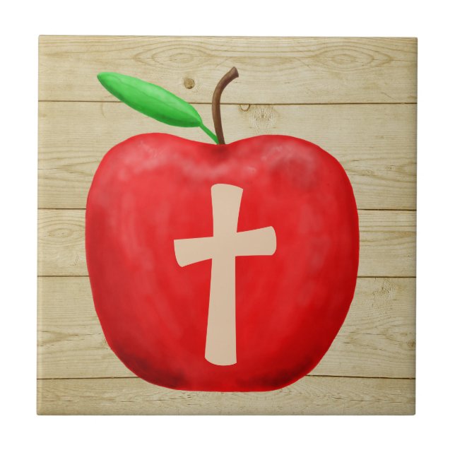 Red Apple Monogram Ceramic Tile (Front)