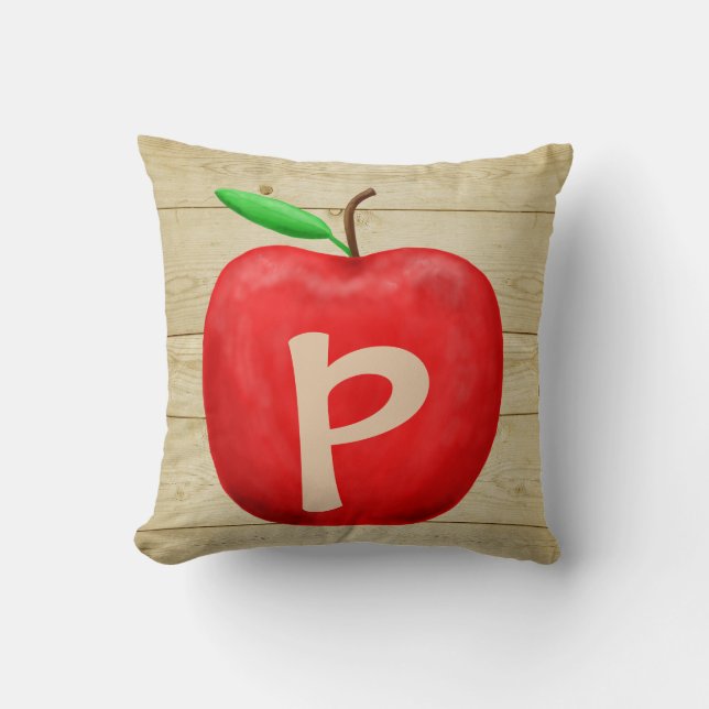 Red Apple Monogram Cushion (Front)