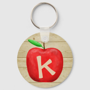 Red Apple Monogram Key Ring