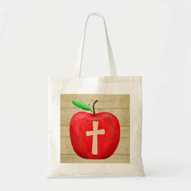 Red Apple Monogram Tote Bag (Front)