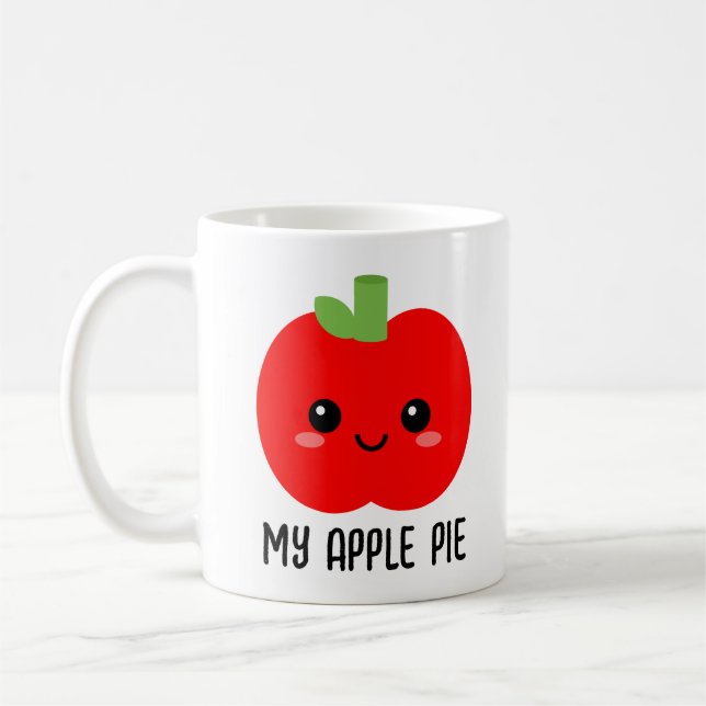 Red Apple Mug, Gift for Daughter, Cute Coffee Mug (Left)