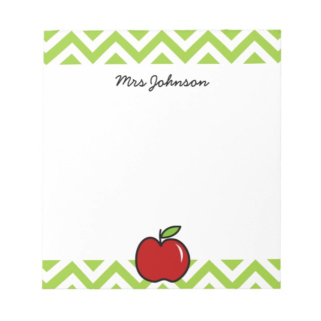 Red apple notepad for teacher | Personalised name (Front)