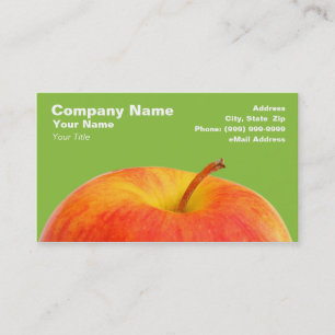 Red Apple on Green Background Business Card