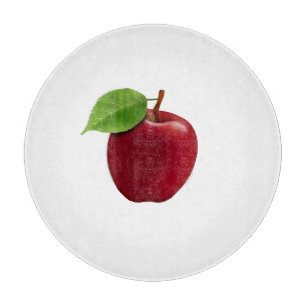 Red Apple on White Cutting Board
