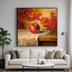 Red Apple - Painterly Style Still Life Art Poster