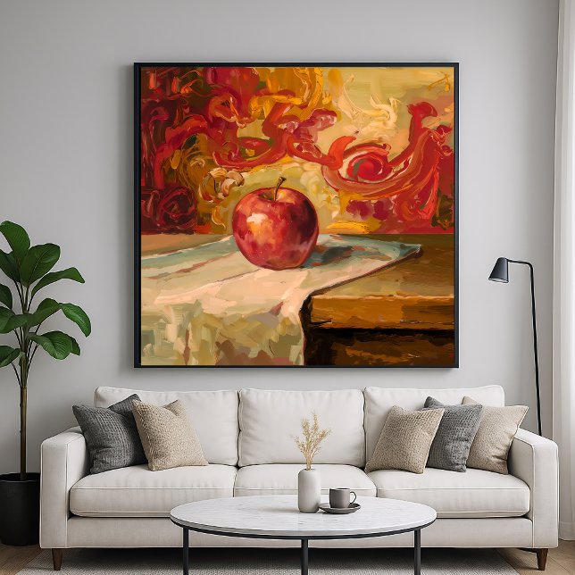 Red Apple - Painterly Style Still Life Art Poster (Creator Uploaded)