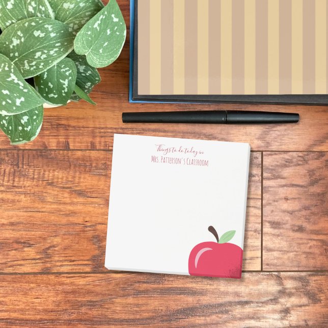 Red Apple Part Teacher Small Post-It Notes (Small square teacher post-it notes with part off a red apple .)