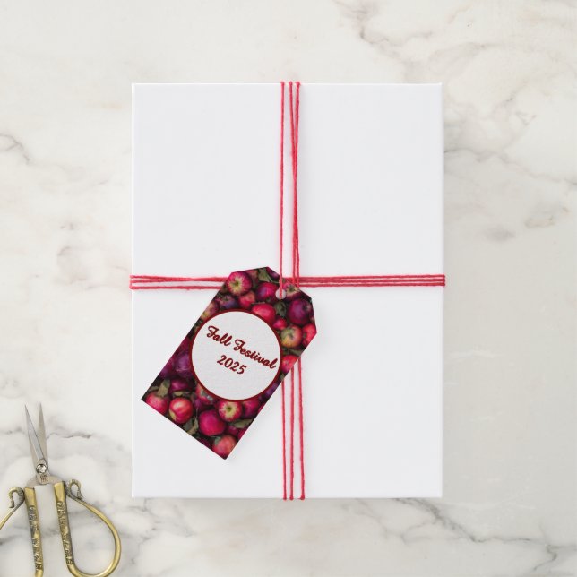 Red Apple Party Customisable  Gift Tags (With Twine)