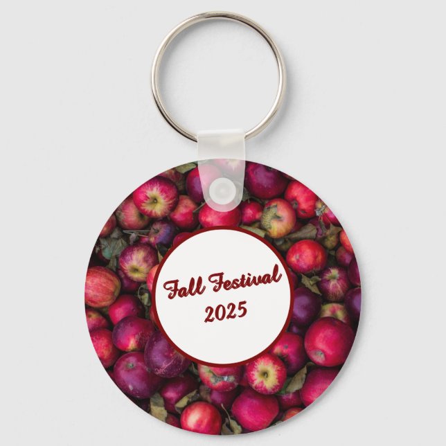 Red Apple Party Customisable  Key Ring (Front)