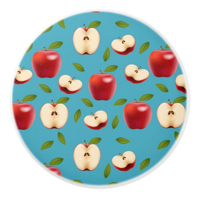 Red Apple Pattern Ceramic Knob (Front)