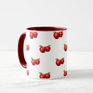Red Apple Pattern Coffee Mug Farmhouse Fruit Mug