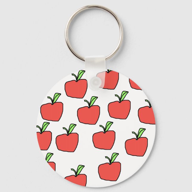 Red Apple Pattern. Key Ring (Front)
