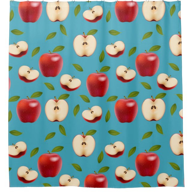 Red Apple Pattern Shower Curtain (Front)
