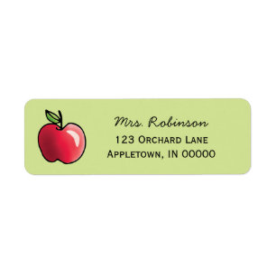 Red Apple Personalised Return Address Label