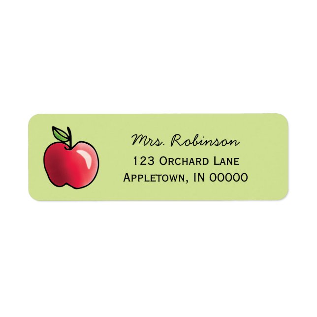 Red Apple Personalised Return Address Label (Front)