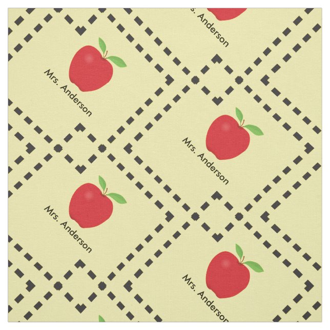 Red Apple Personalised Teacher Fabric (Swatch)