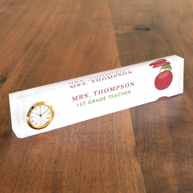 Red Apple Personalised Teacher  Nameplate (Side)