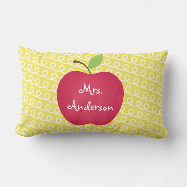 Red Apple Personalised Teacher's Lumbar Cushion (Front)