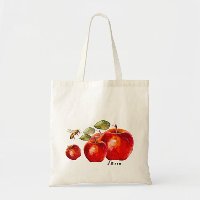 Red Apple Personalised Tote Bag (Front)