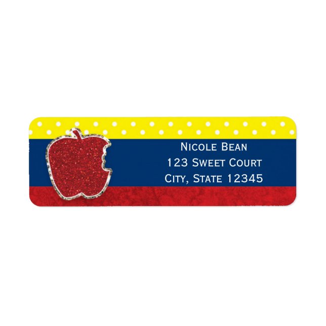 Red Apple Princess Party Invitation Address Labels (Front)