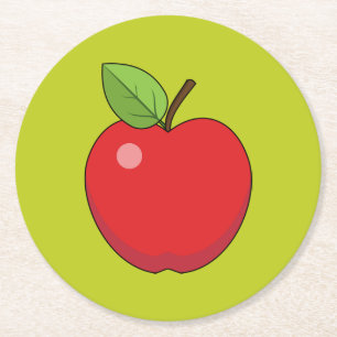 Red Apple Round Paper Coaster
