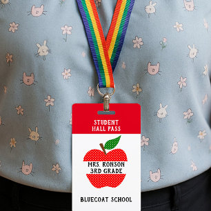Red Apple School teacher or student pass ID Badge
