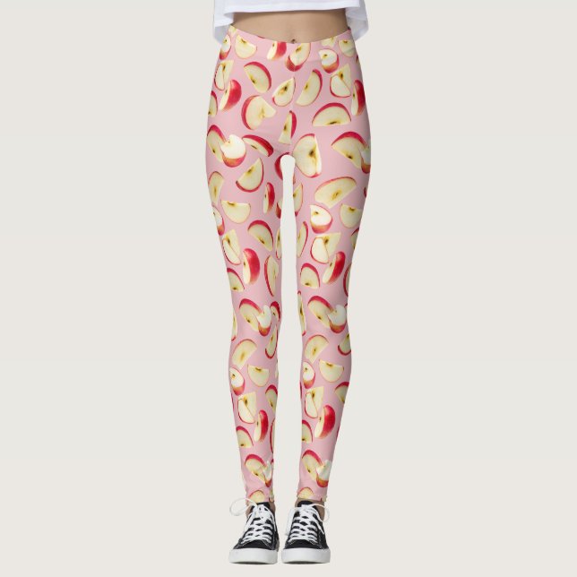Red Apple Slice Pattern Leggings (Front)