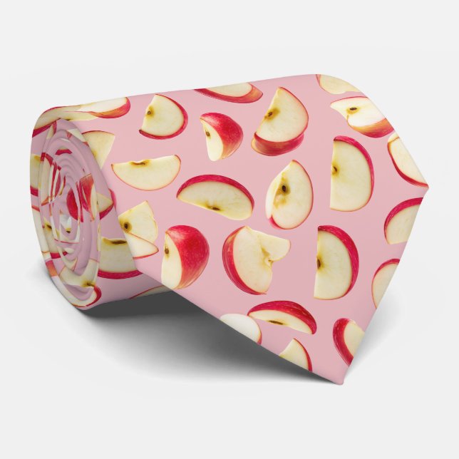 Red Apple Slice Pattern Tie (Rolled)