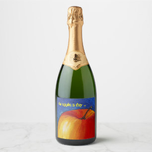 Red Apple - Still Life Painting Sparkling Wine Label