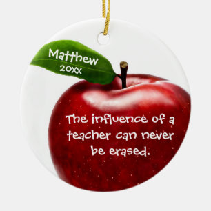 Red Apple Teacher Appreciation Gift Ceramic Ornament