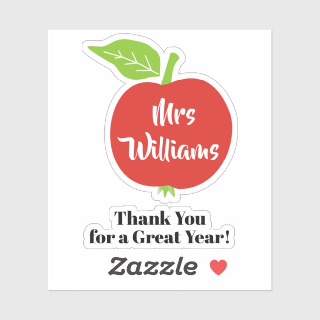 Red apple teacher appreciation Thank You (Sheet)
