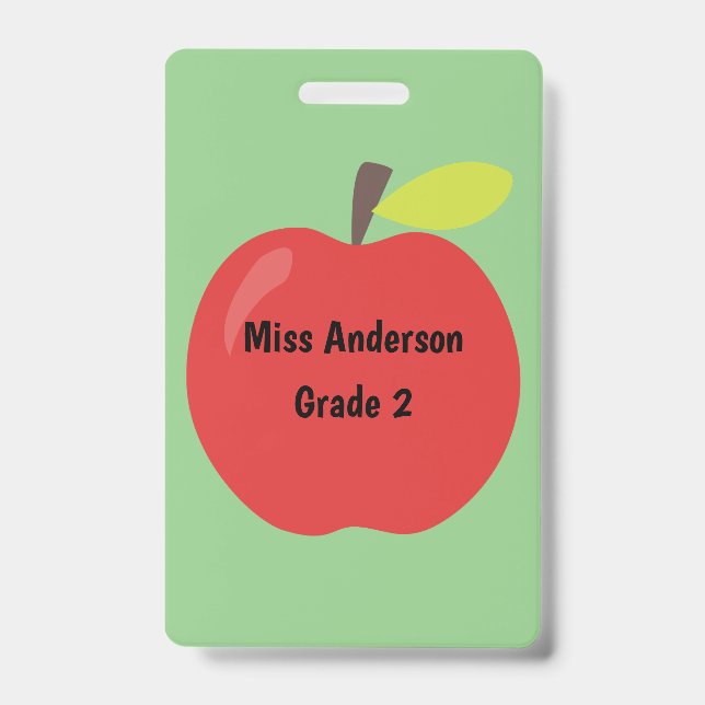 Red Apple Teacher Custom Classroom ID Badge (Front)