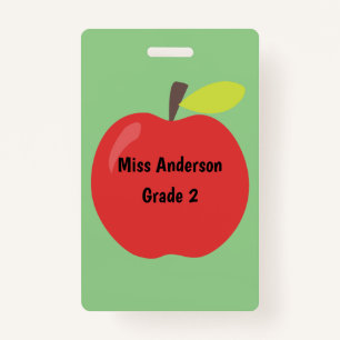 Red Apple Teacher Custom Classroom ID Badge