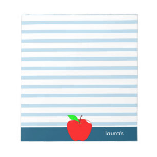 Red Apple Teacher Personalised Blue lines Notepad