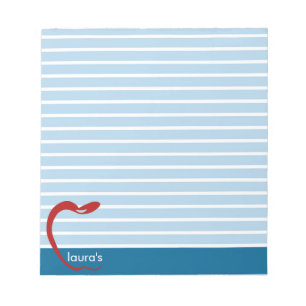Red Apple Teacher Personalised Striped Notepad